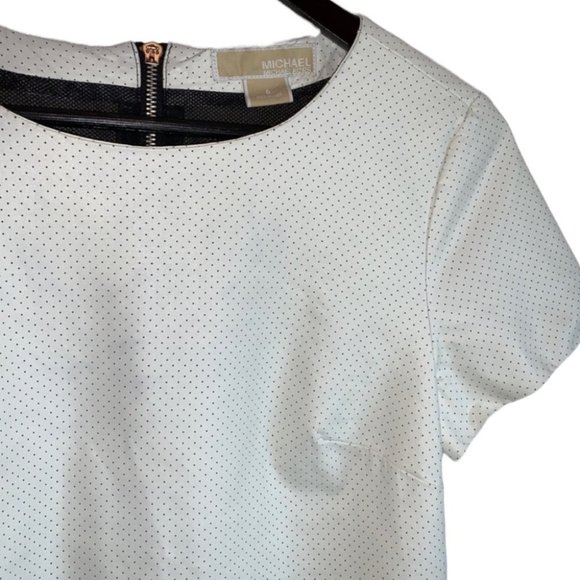 MICHAEL Kors Perforated Vegan Leather Tee Top Blouse Size S - Picture 6 of 10
